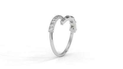 1.50 CTW Round and Tapered Baguette Diamond Ring in 14K White Gold