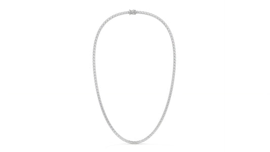 15 CTW Diamond Tennis Necklace in 14K White Gold – Classic Round Cut Single Row  In 17 Inch