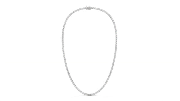 15 CTW Diamond Tennis Necklace in 14K White Gold – Classic Round Cut Single Row  In 17 Inch