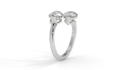 5.00 CTW Toi et Moi Diamond Ring in 14K White Gold with Pear-Shape Diamonds