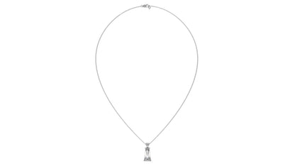 4.00 CTW Tapered Baguette Diamond Solitaire Pendant in 14K White Gold – Secure Claw-Prong Setting