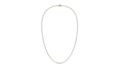 5 CTW Diamond Tennis Necklace in 14K Yellow Gold – Classic Round Cut Single Row In 17 Inch
