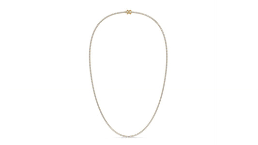 5 CTW Diamond Tennis Necklace in 14K Yellow Gold – Classic Round Cut Single Row In 17 Inch