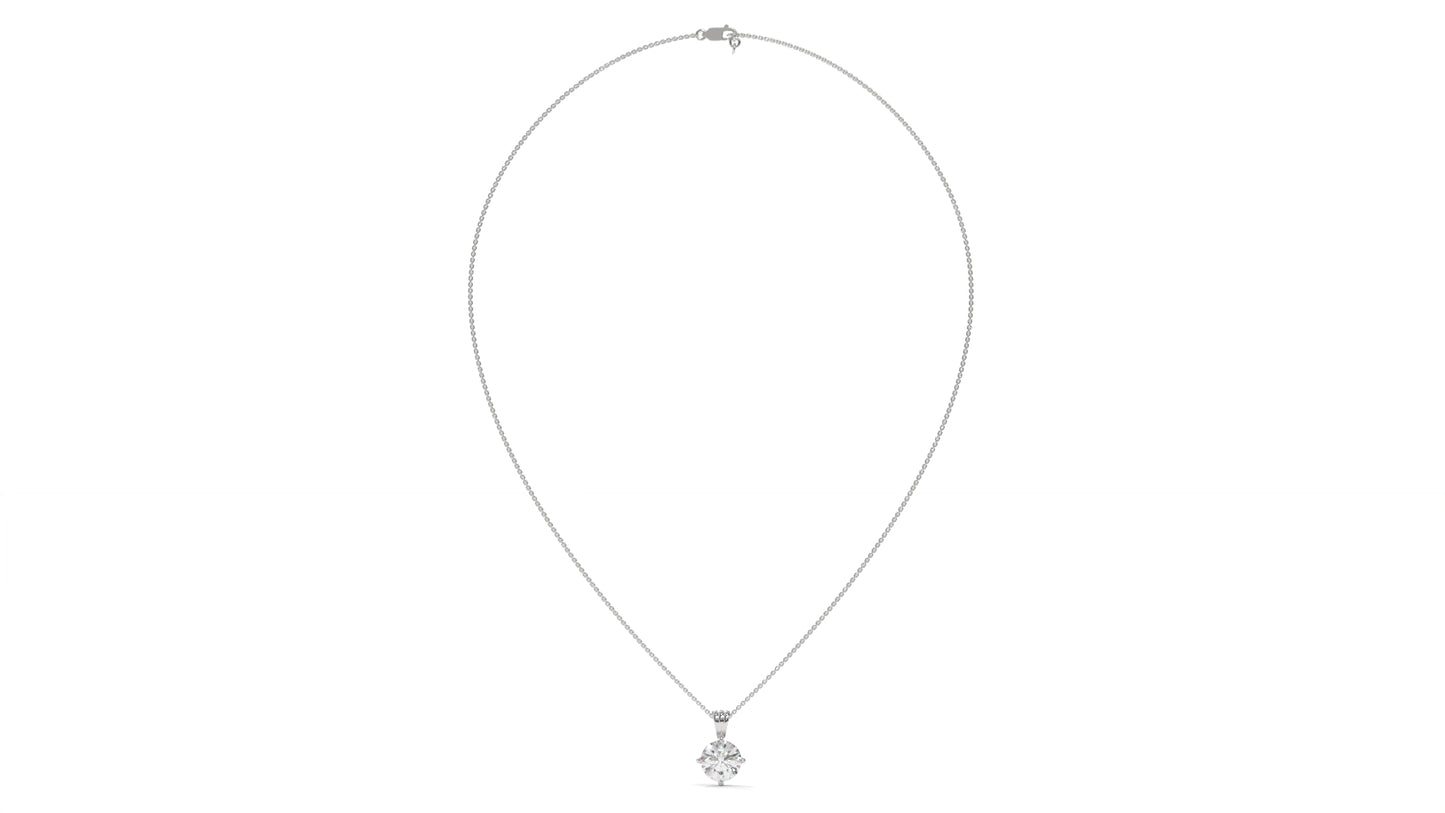 2.00 CTW Round Diamond Four-Prong Solitaire Pendant in 14K White Gold – Secure Claw-Prong Setting
