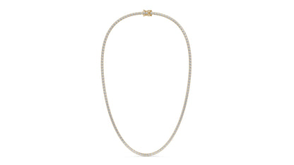 12.50 CTW Diamond Tennis Necklace in 14K Yellow Gold – Classic Round Cut Single Row In 17 Inch