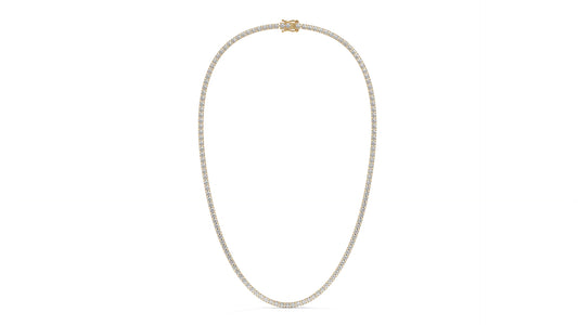 12.50 CTW Diamond Tennis Necklace in 14K Yellow Gold – Classic Round Cut Single Row In 17 Inch