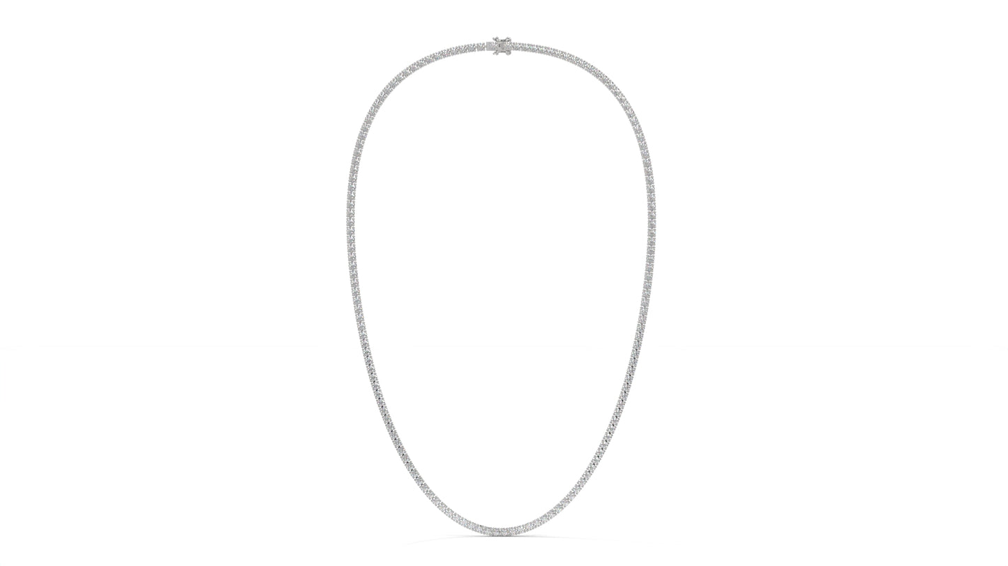 10 CTW Diamond Tennis Necklace in 14K White Gold – Classic Round Cut Single Row In 17 Inch