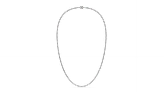 10 CTW Diamond Tennis Necklace in 14K White Gold – Classic Round Cut Single Row In 17 Inch