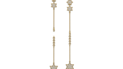 0.45 CTW Diamond Star Bracelet in 14K Yellow Gold – Triple Star Pavé Design