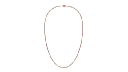 7.50 CTW Diamond Tennis Necklace in 14K Rose Gold – Classic Round Cut Single Row In 17 Inch