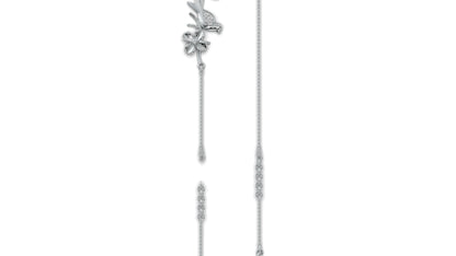 0.19 CTW Diamond Bird and Flower Bracelet in 14K White Gold