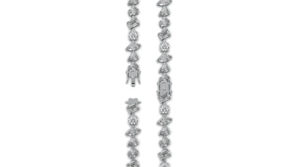12.50 CTW Mixed Shape Diamond Bracelet in 14K White Gold – Round, Emerald, Oval, Pear & Marquise Cut