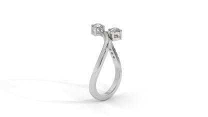 0.34 CTW Toi et Moi Diamond Ring in 14K White Gold with Round Cut Diamonds