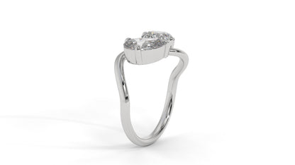 2.50 CTW Toi et Moi Diamond Ring in 14K White Gold with Round and Pear Cut Diamonds
