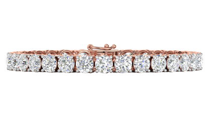 21.00 Ctw Round Brilliant Diamond Tennis Bracelet In 14K Rose Gold