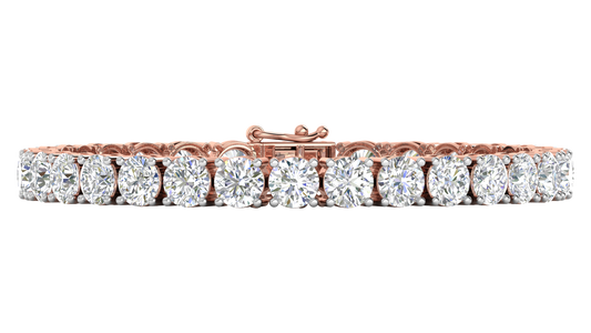 21.00 Ctw Round Brilliant Diamond Tennis Bracelet In 14K Rose Gold