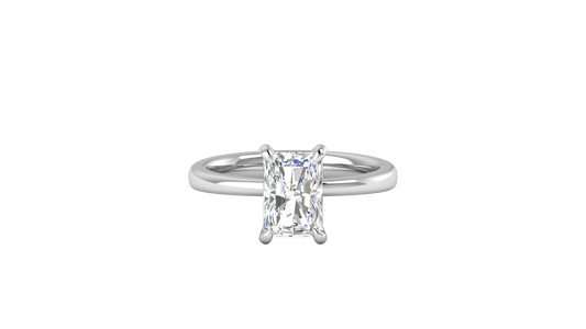 2.00 Ctw Radiant Cut Solitaire Engagement Ring Set In 14K White Gold