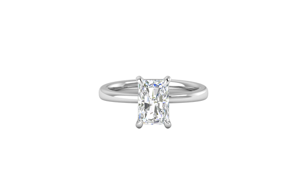 2.00 Ctw Radiant Cut Solitaire Engagement Ring Set In 14K White Gold