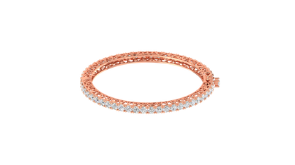 11.13 Ctw Round Cut Diamond Bangle | Antique-Inspired Diamond Bangle & Elegant Vintage Style Jewellery Set In 14K Rose Gold