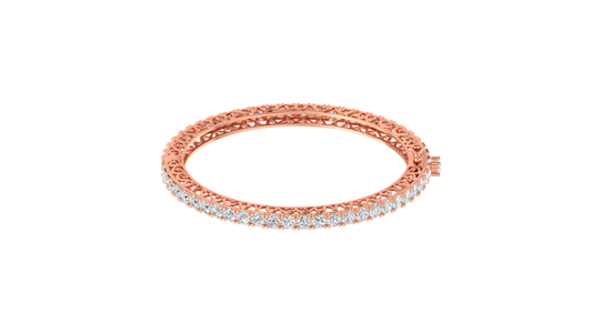 11.13 Ctw Round Cut Diamond Bangle | Antique-Inspired Diamond Bangle & Elegant Vintage Style Jewellery Set In 14K Rose Gold