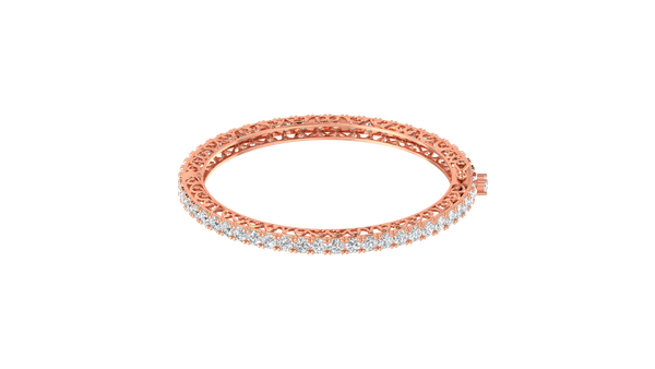 11.13 Ctw Round Cut Diamond Bangle | Antique-Inspired Diamond Bangle & Elegant Vintage Style Jewellery Set In 14K Rose Gold