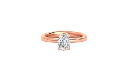 1.00 Ctw Oval Cut Solitaire Engagement Ring Set In 14K Rose Gold