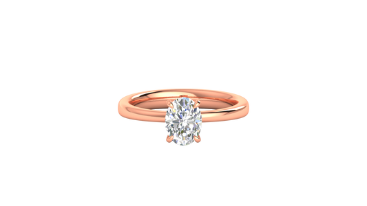 1.00 Ctw Oval Cut Solitaire Engagement Ring Set In 14K Rose Gold
