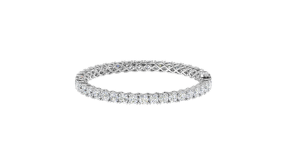 17.32 Ctw Round Cut Diamond Bangle | Lattice Diamond Bangle Set In Luxury 14K White Gold