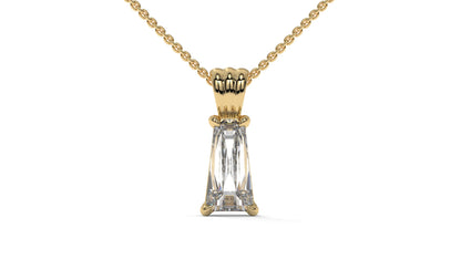 2.00 CTW Tapered Baguette Diamond Solitaire Pendant in 14K Yellow Gold – Secure Claw-Prong Setting