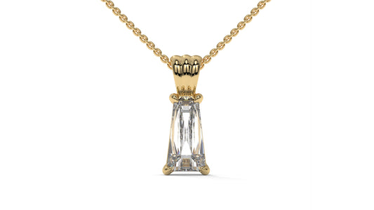 2.00 CTW Tapered Baguette Diamond Solitaire Pendant in 14K Yellow Gold – Secure Claw-Prong Setting