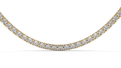 7.50 CTW Diamond Tennis Necklace in 14K Yellow Gold – Classic Round Cut Single Row In 17 Inch