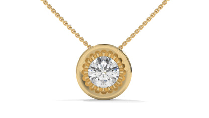 1.00 CTW Round Diamond Bezel-Set Solitaire Pendant in 14K Yellow Gold