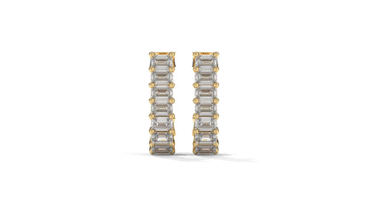 2.20 CTW Emerald-Cut Diamond Hoop Earrings in 14K Yellow Gold