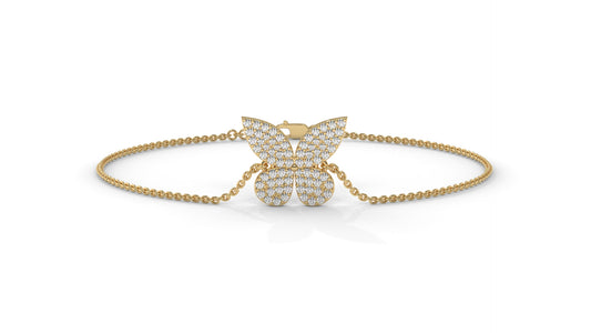 0.43 CTW Diamond Butterfly Bracelet in 14K Yellow Gold – Pavé Butterfly Design