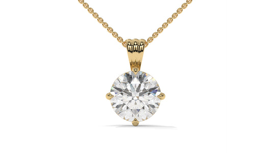 2.50 CTW Round Diamond Four-Prong Solitaire Pendant in 14K Yellow Gold – Secure Claw-Prong Setting