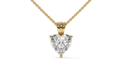 1.50 CTW Heart-Shaped Diamond Solitaire Pendant in 14K Yellow Gold – Secure Claw-Prong Setting