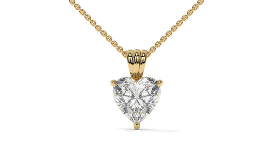 1.50 CTW Heart-Shaped Diamond Solitaire Pendant in 14K Yellow Gold – Secure Claw-Prong Setting