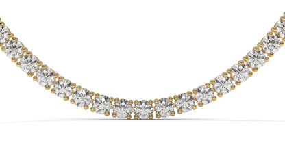 15 CTW Diamond Tennis Necklace in 14K Yellow Gold – Classic Round Cut Single Row  In 17 Inch
