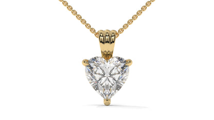 2.00 CTW Heart-Shaped Diamond Solitaire Pendant in 14K Yellow Gold – Secure Claw-Prong Setting