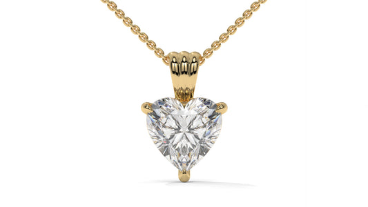 2.00 CTW Heart-Shaped Diamond Solitaire Pendant in 14K Yellow Gold – Secure Claw-Prong Setting