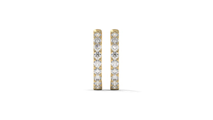 1.56 CTW Round Diamond Hoop Earrings in 14K Yellow Gold