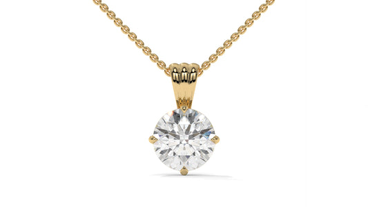 1.00 CTW Round Diamond Four-Prong Solitaire Pendant in 14K Yellow Gold – Secure Claw-Prong Setting