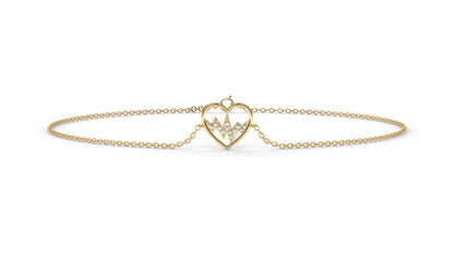 0.11 CTW Diamond Heartbeat Bracelet in 14K Yellow Gold – Heart Outline Design