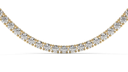 12.50 CTW Diamond Tennis Necklace in 14K Yellow Gold – Classic Round Cut Single Row In 17 Inch