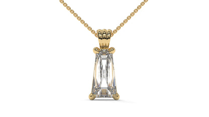 4.00 CTW Tapered Baguette Diamond Solitaire Pendant in 14K Yellow Gold – Secure Claw-Prong Setting