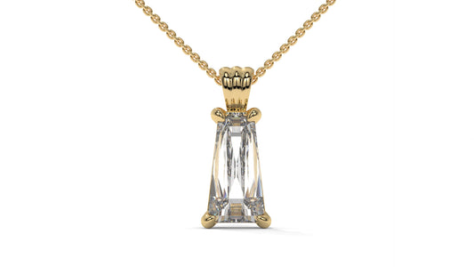 4.00 CTW Tapered Baguette Diamond Solitaire Pendant in 14K Yellow Gold – Secure Claw-Prong Setting