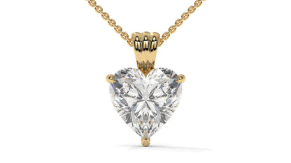 3.00 CTW Heart-Shaped Diamond Solitaire Pendant in 14K Yellow Gold – Secure Claw-Prong Setting