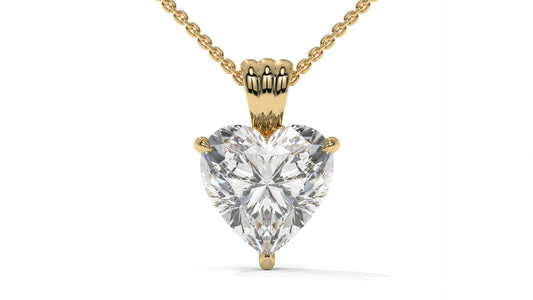 3.00 CTW Heart-Shaped Diamond Solitaire Pendant in 14K Yellow Gold – Secure Claw-Prong Setting