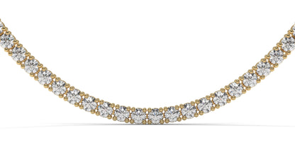 10 CTW Diamond Tennis Necklace in 14K Yellow Gold – Classic Round Cut Single Row In 17 Inch