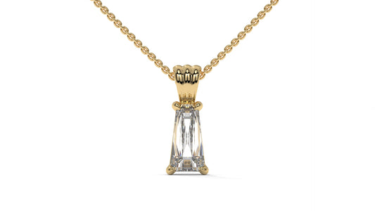 1.50 CTW Tapered Baguette Diamond Solitaire Pendant in 14K Yellow Gold – Secure Claw-Prong Setting